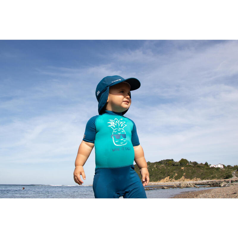 tee shirt anti UV shorty surf manches courtes bébé bleu