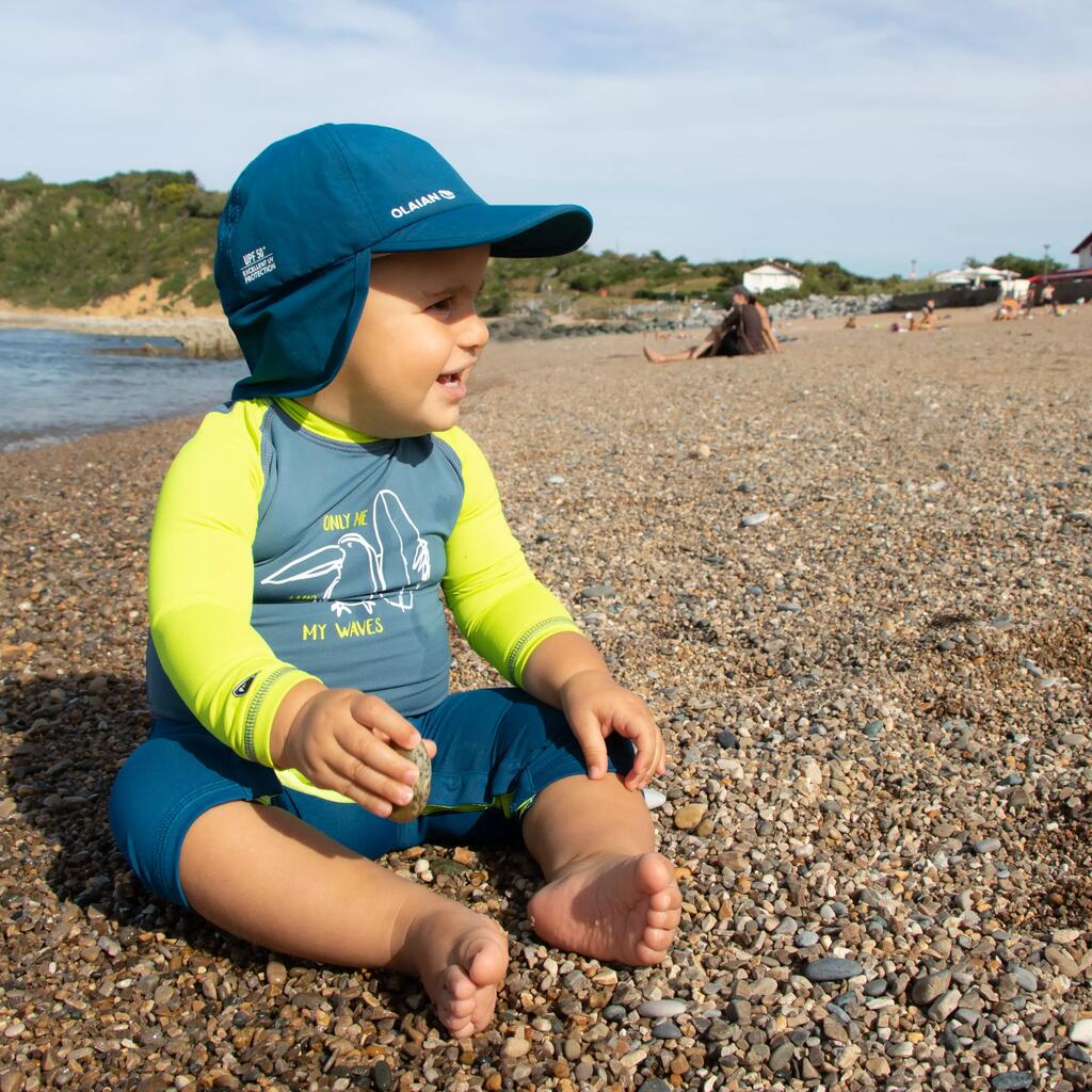 Kombinéza proti UV žiareniu shorty surf pre najmenších zelená