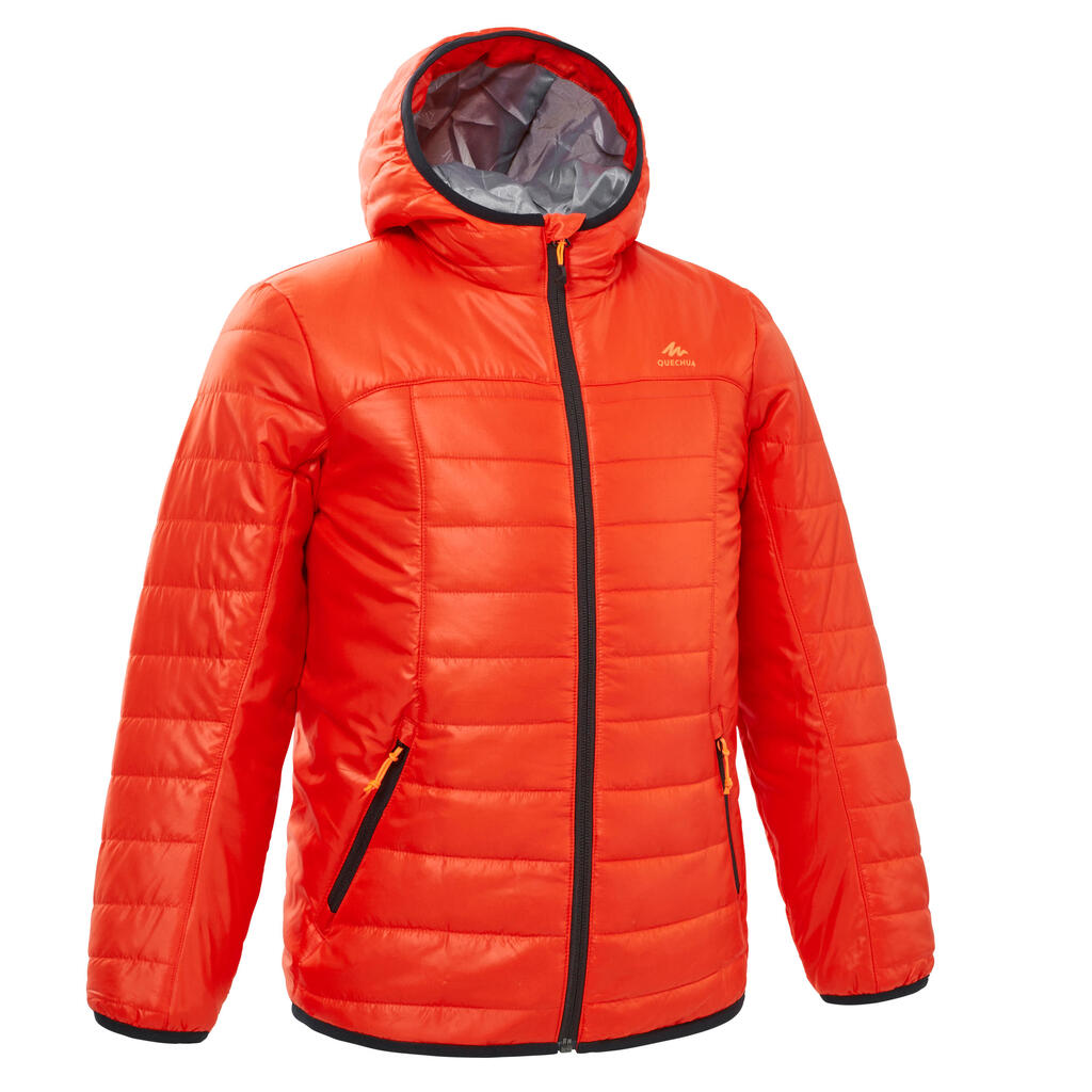 Kids' 7-15 Years Hiking Padded Jacket MH500 - Red