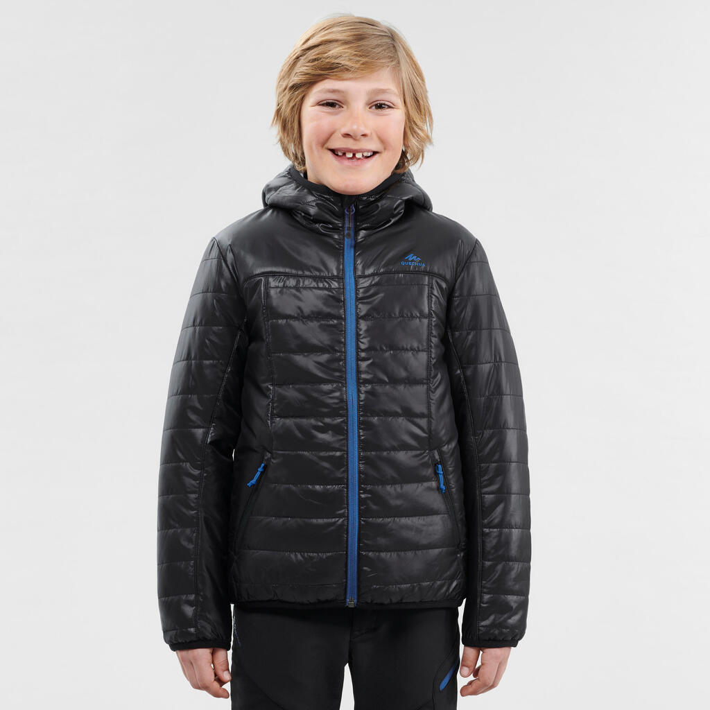 Wanderjacke wattiert Bergwandern MH500 Kinder Gr.122–170 schwarz