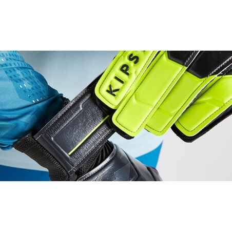 Adult Football Goalkeeper Gloves F100 Resist - Black/Yellow