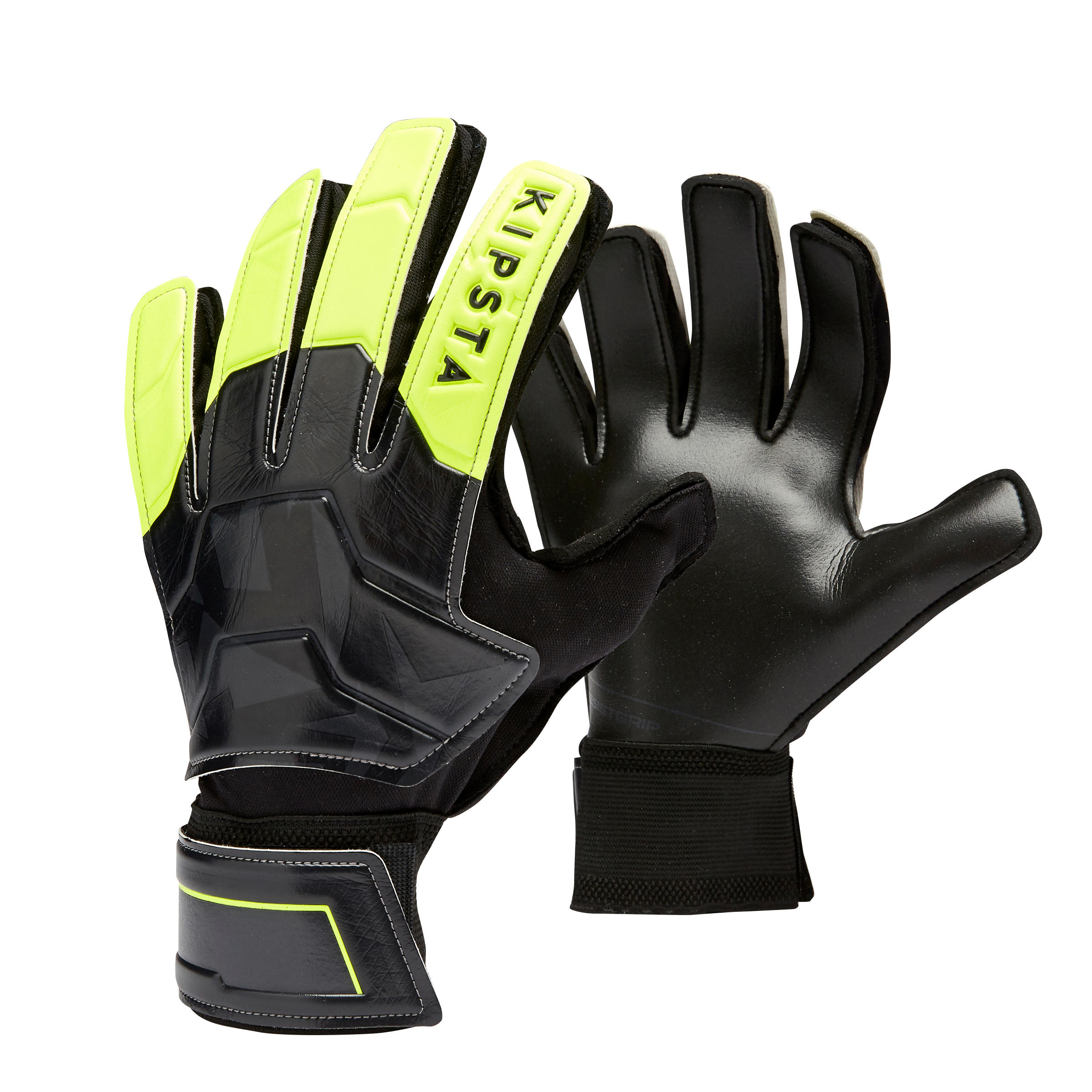 KIPSTA Adult Football Goalkeeper Gloves F100 Resist - Black/Yellow