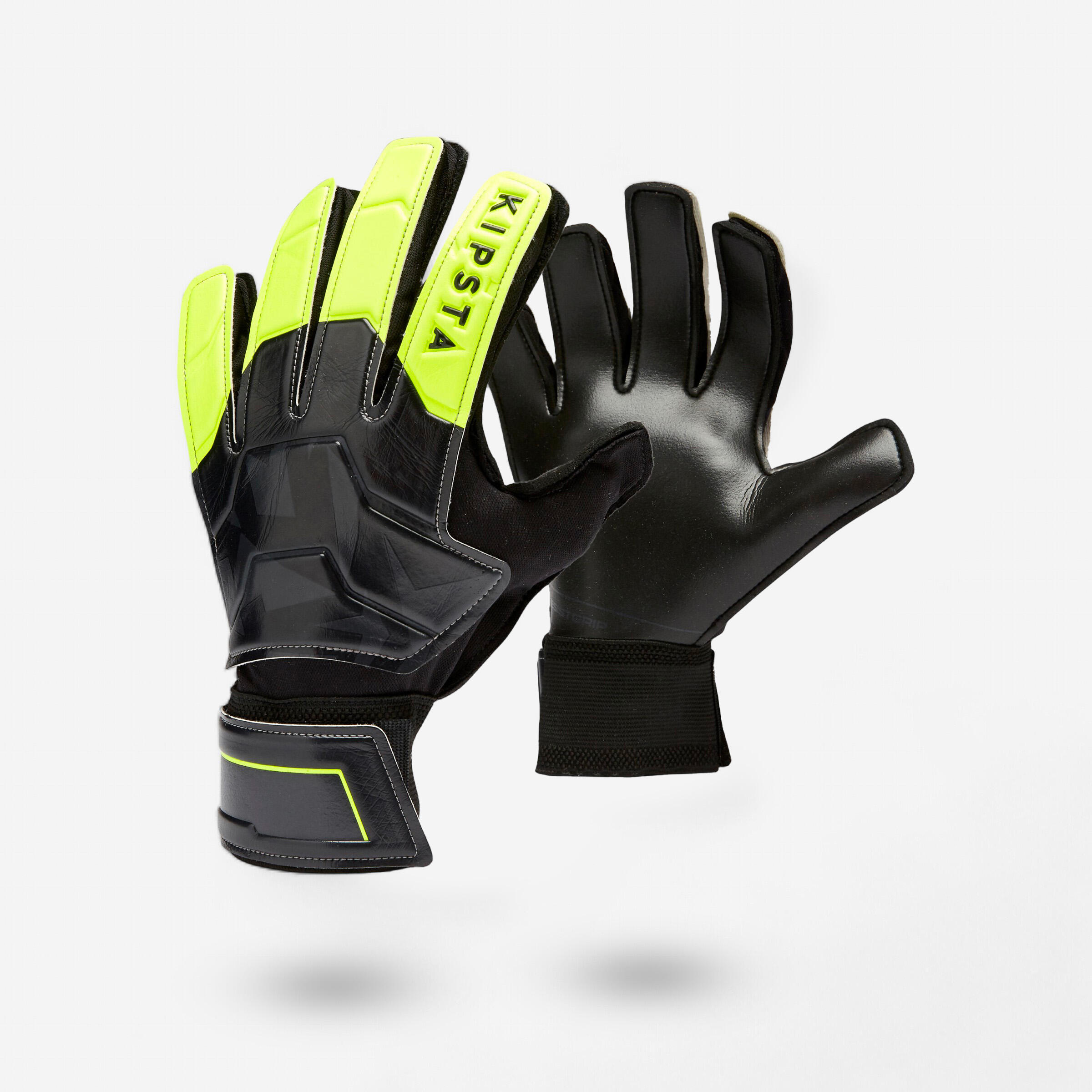 Kipsta Damen/Herren Fussball Torwarthandschuhe . F100 Resist schwarz/gelb