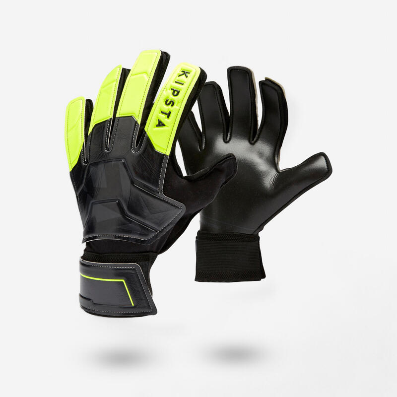 Gant de gardien de football adulte F100 RESIST noir jaune