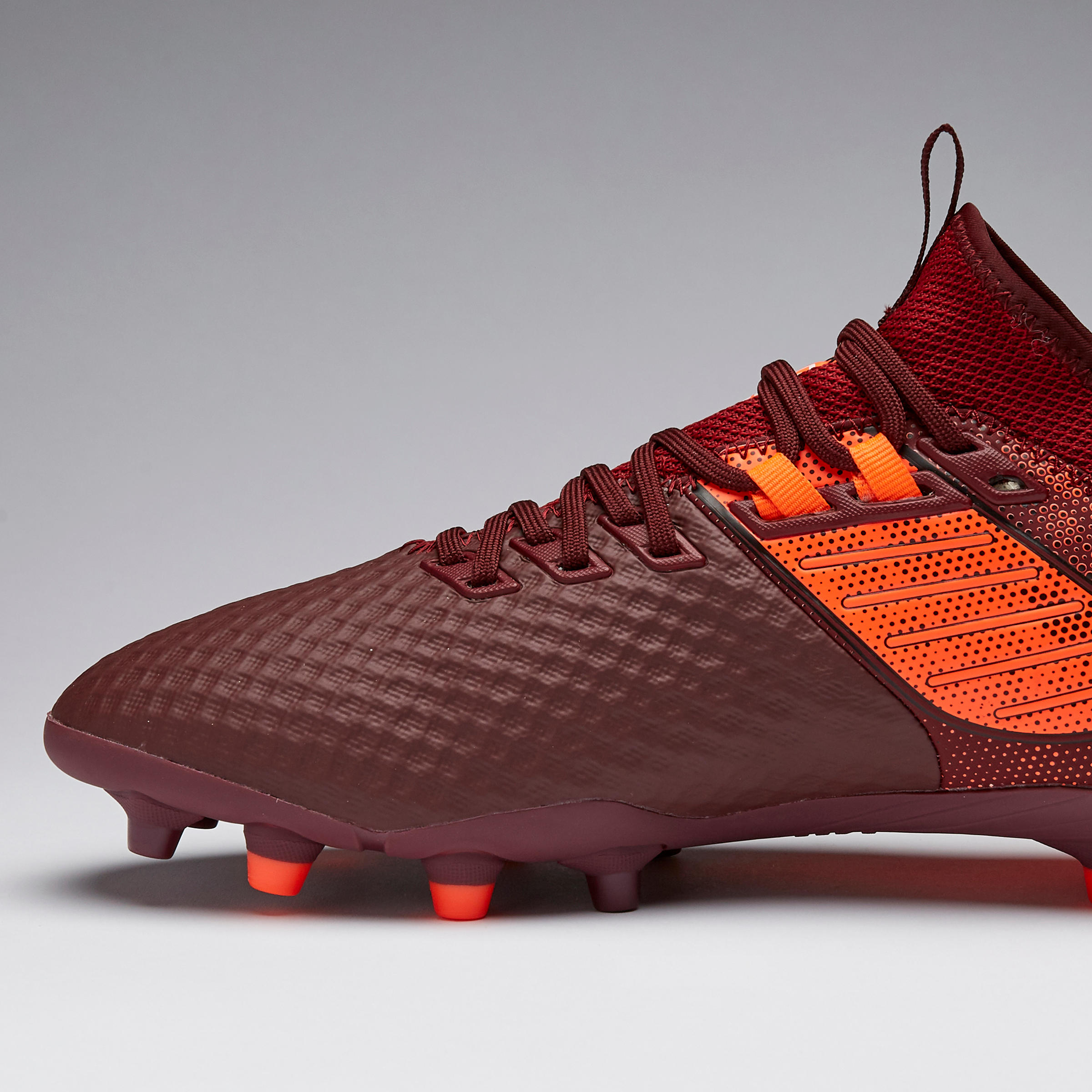 Adult Firm Ground Football Boots Agility 900 Mesh MiD - Burgundy 9/15