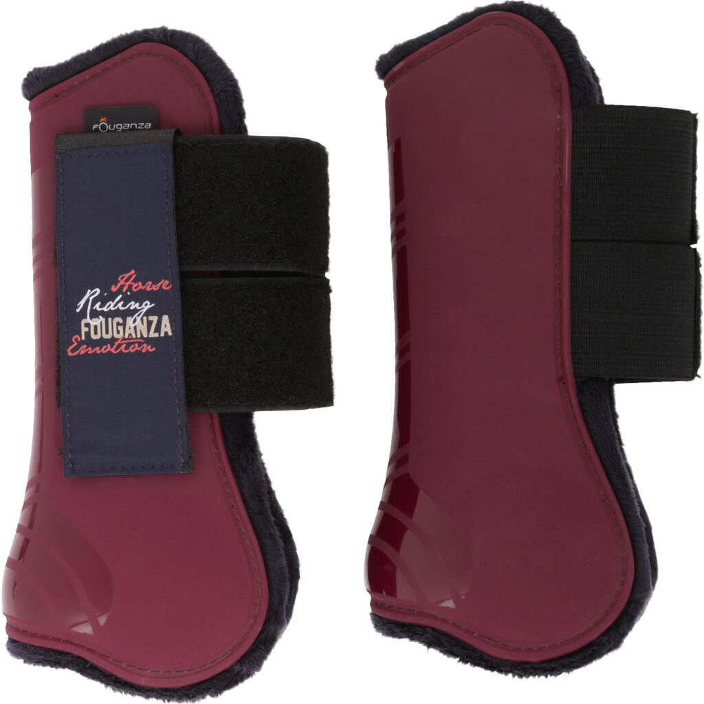 Riding Set of 2 Tendon + 2 Fetlock Boots for Horses - Burgundy