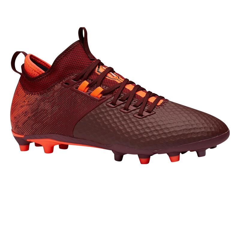 Ghete Mid Fotbal Agility 900 FG din Mesh Teren Uscat Bordo Adulți