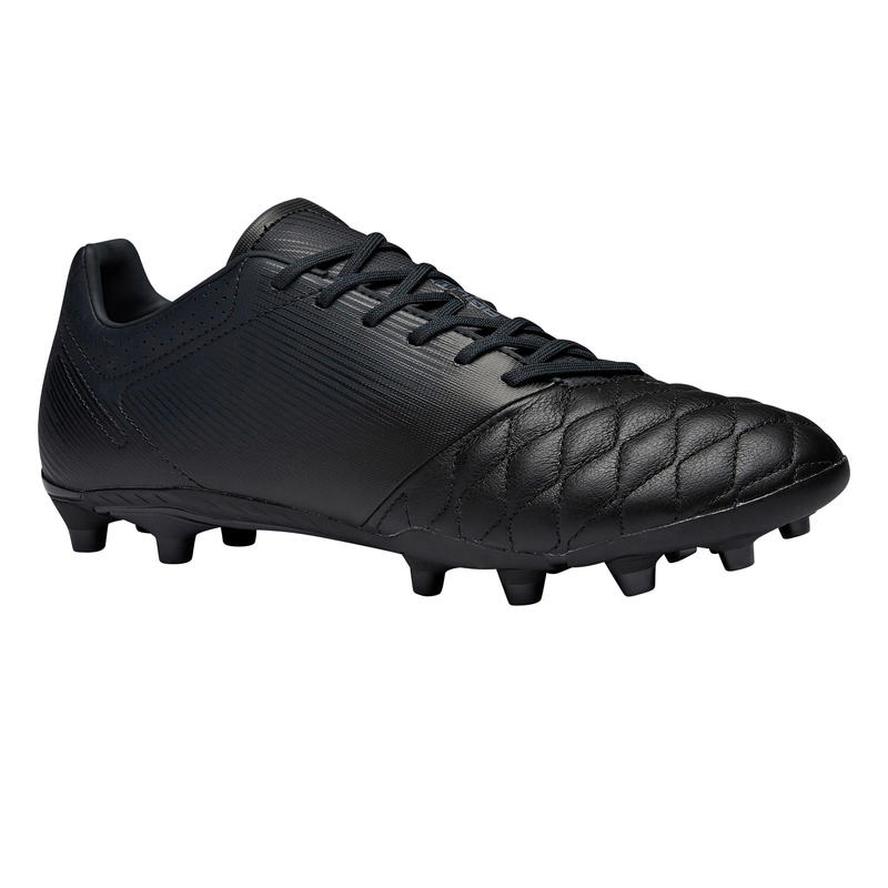 Adult Leather Firm Ground Football Boots Agility 540 Black Decathlon