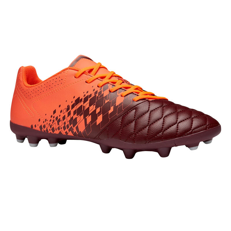 Chaussure de football adulte terrains secs Agility 500 MG bordeaux & orange