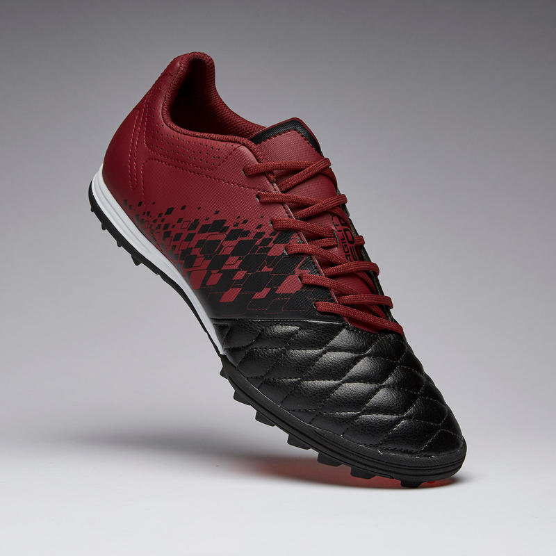 Adult Firm Pitch Football Boots Agility 500 TF Black/Burgundy Decathlon