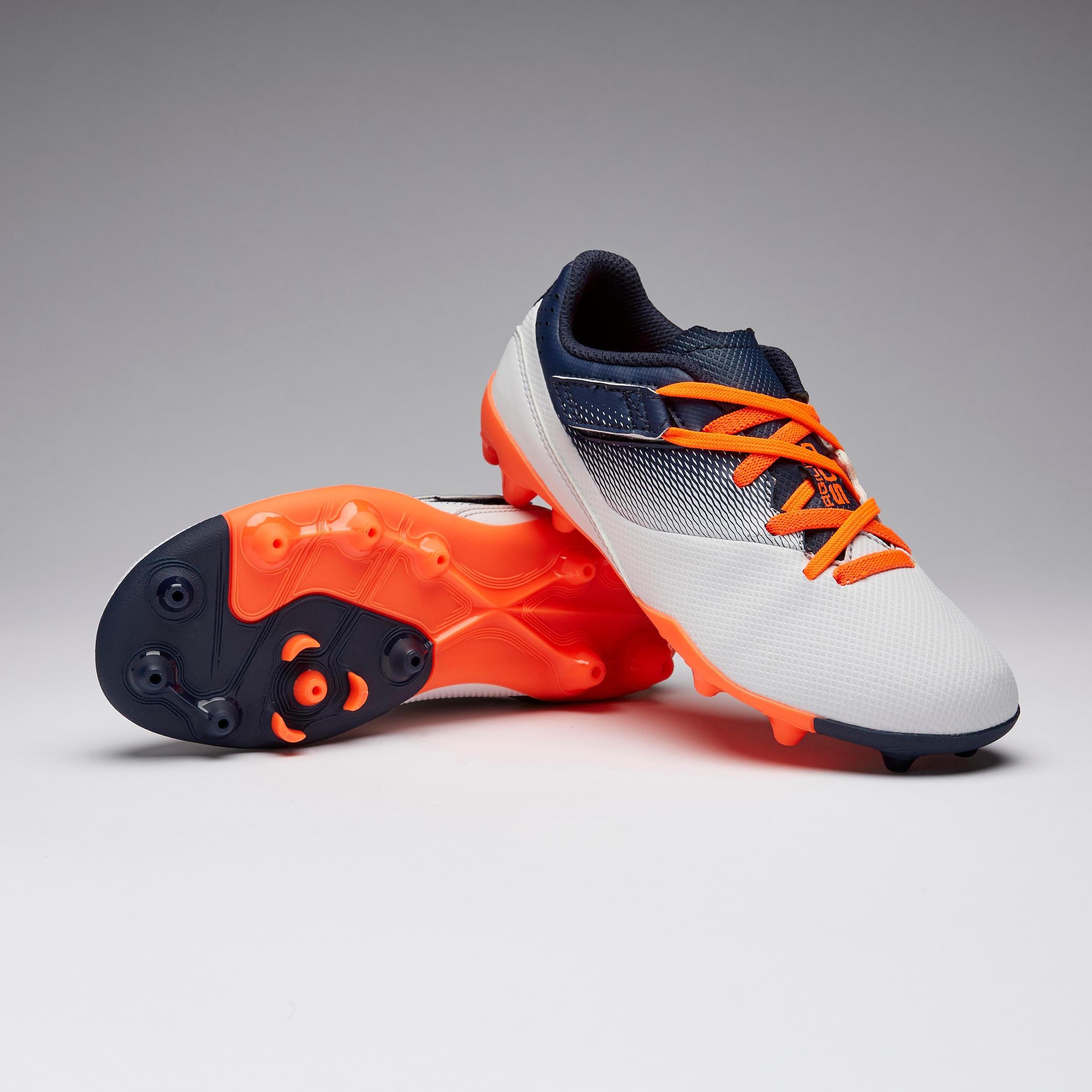 Agility 500 MG Kids' Rip-Tab Football Boots - Grey/Navy Blue 13/13