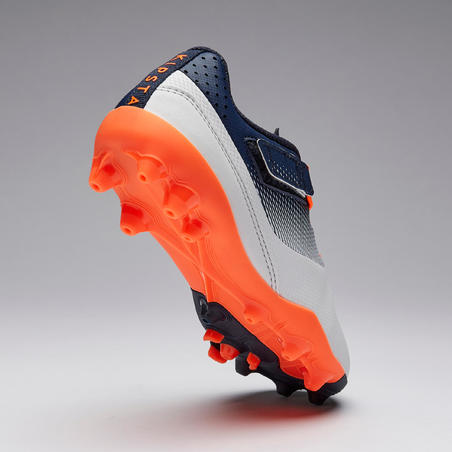 Chaussure de football enfant à scratch AGILITY 500 MG gris et marine