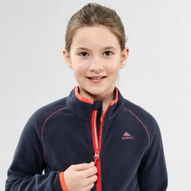 Fleecejacke Wandern MH150 Kinder Mädchen 123-166cm marineblau QUECHUA