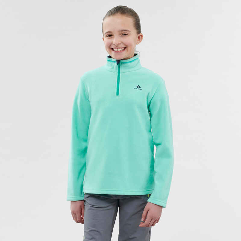 Kids’ Hiking Fleece - MH100 Aged 7-15 - Turquoise