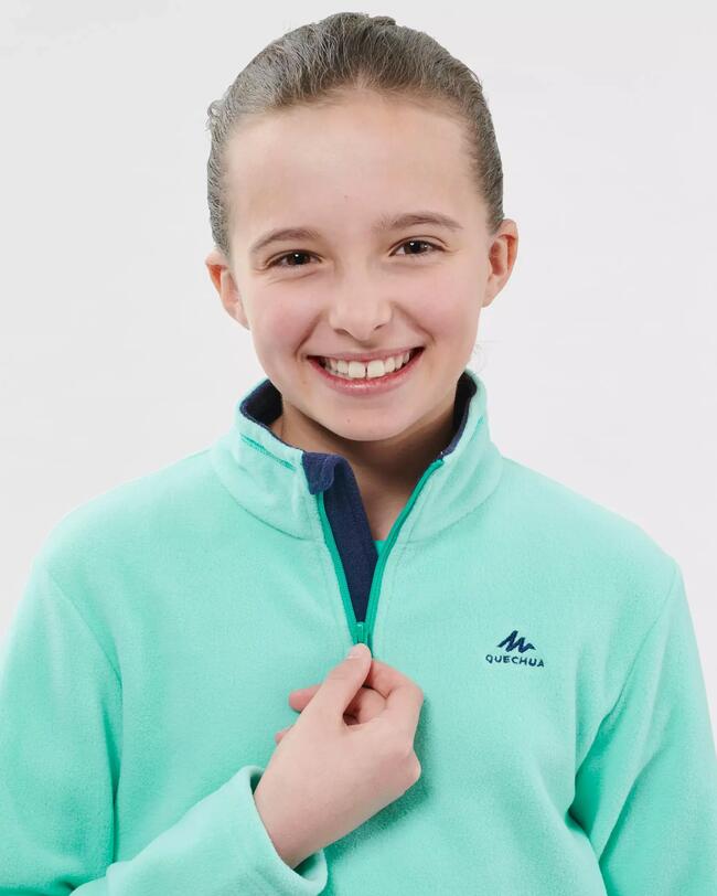 Kids’ Hiking Fleece - MH100 Aged 7-15 - Turquoise