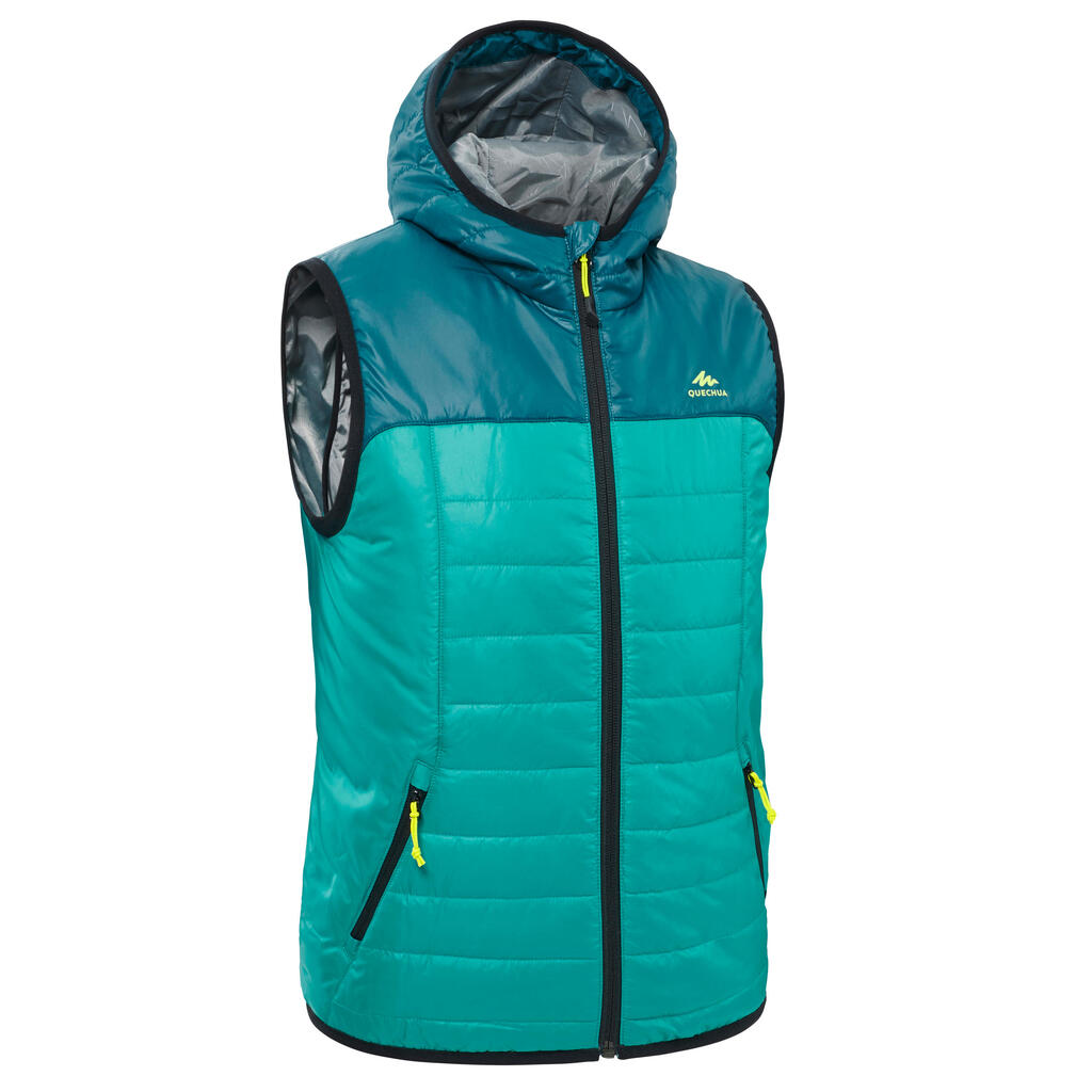 Kids' 7-15 years hiking fleece mh500 - green turquoise