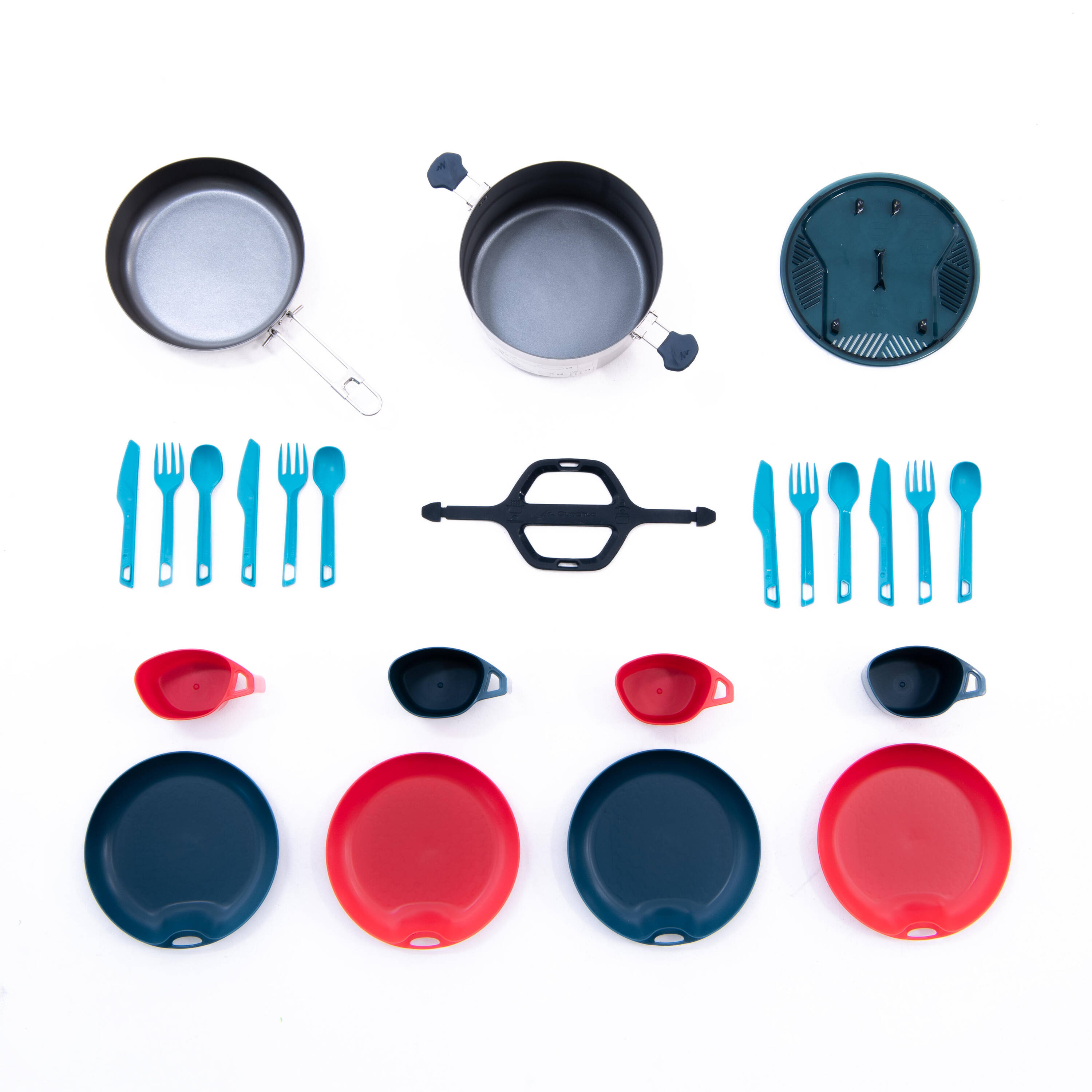 4-person stainless steel + non-stick camping cookset -  2