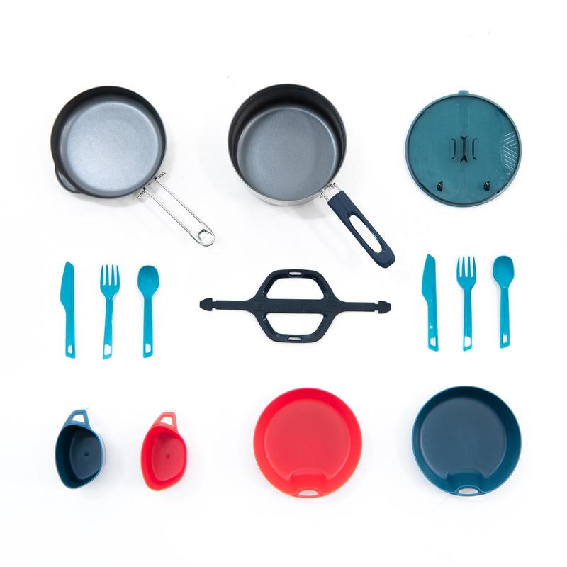 Set de gătit camping 500 inox + înveliș anti-adeziv 2 persoane 2,1L