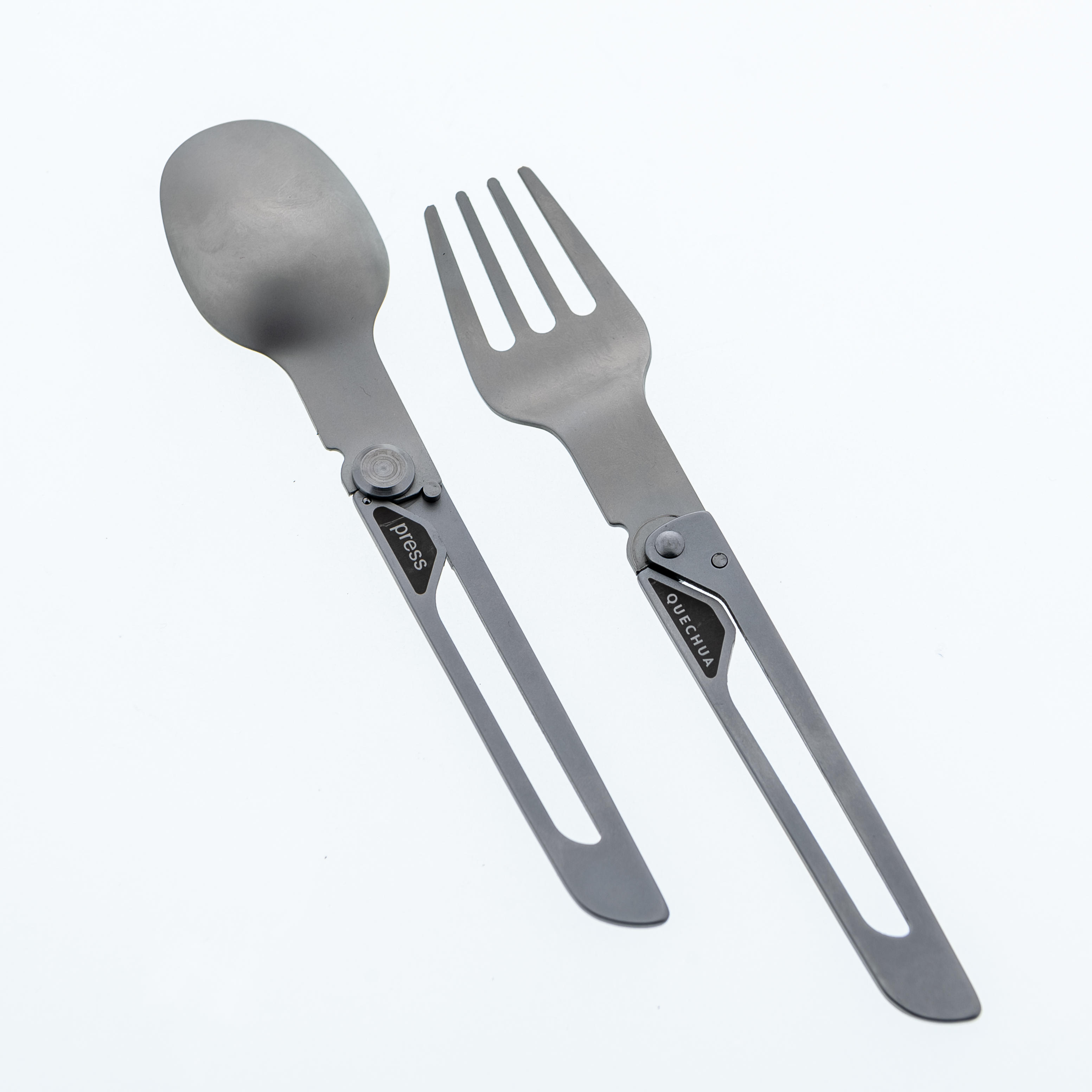 MH500 Folding Stainless Steel Hiking and Camping Cutlery (Fork, Spoon) - QUECHUA