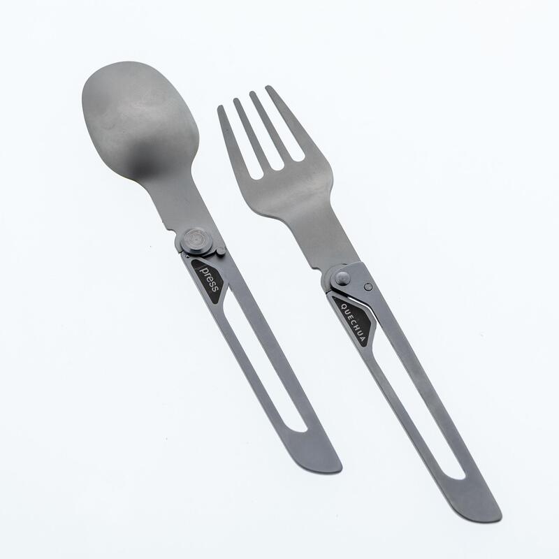 Folding Stainless Steel Hiking and Camping Cutlery (Fork, Spoon) MH500