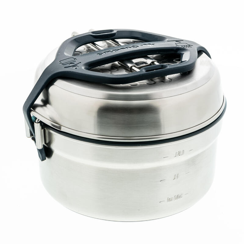 Set de gătit camping 500 inox + înveliș anti-adeziv 2 persoane 2,1L