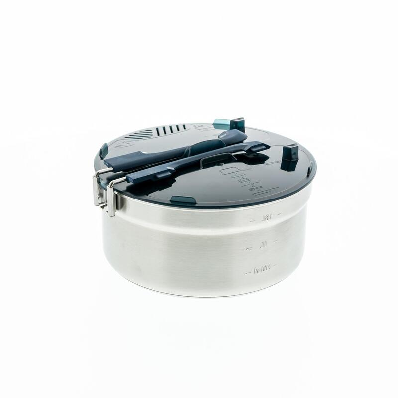 Set de gătit camping 500 inox + înveliș anti-adeziv 2 persoane 2,1L