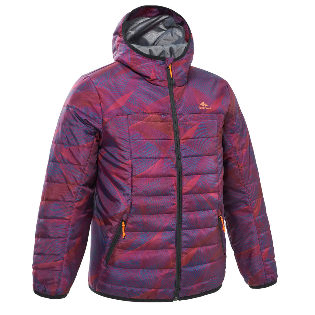 Wattierte Jacke Kinder Gr. 122–170 Winterwandern - MH500 violett bedruckt