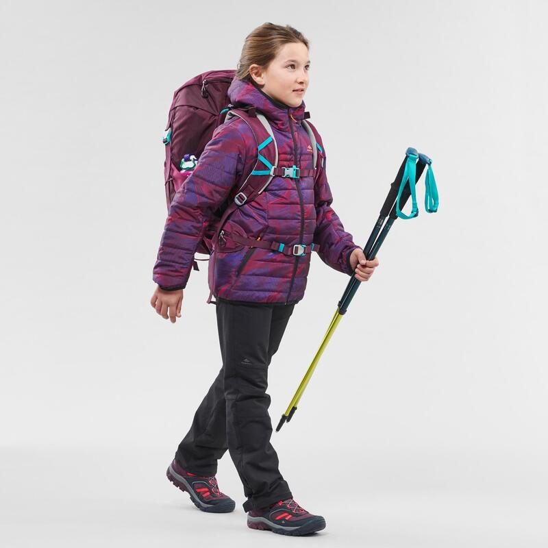 Wattierte Jacke Kinder Gr. 122–170 Winterwandern - MH500 violett bedruckt