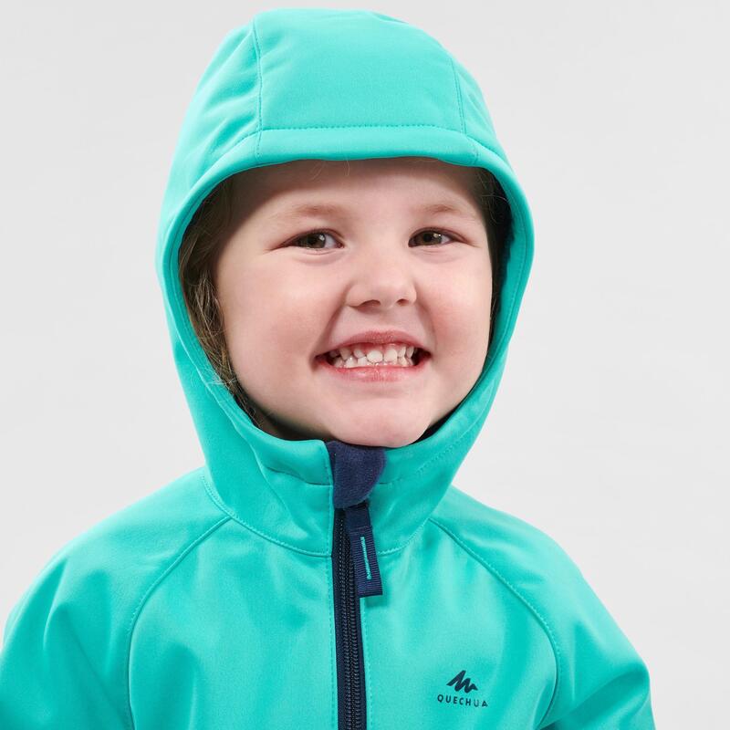 Jachetă Softshell Drumeție la munte MH550 Turcoaz Copii 2- 6 ani