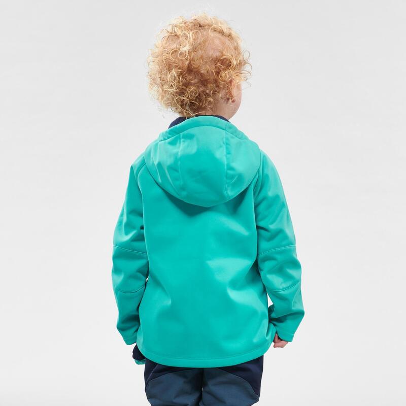 Gyerek softshell kabát túrázáshoz MH550, 2 - 6 éveseknek, türkizkék