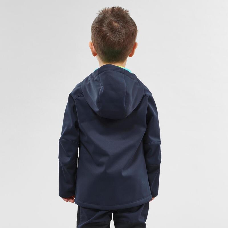 Softshell jas voor wandelen kinderen MH550 marineblauw 2-6 jaar