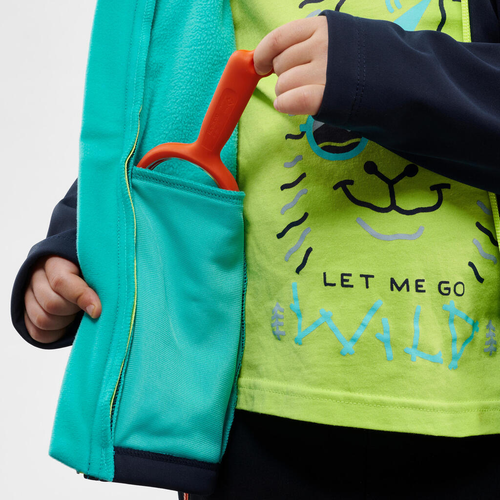 Detská turistická softshellová bunda MH550 2-6 rokov oranžová