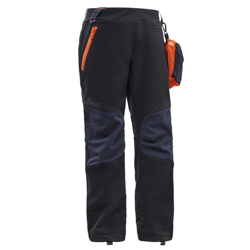 PANTALONE ZA PLANINARENJE MH550 DEČJE SOFTSHELL ZA UZRAST OD 2 DO 6 GODINA - CRNE