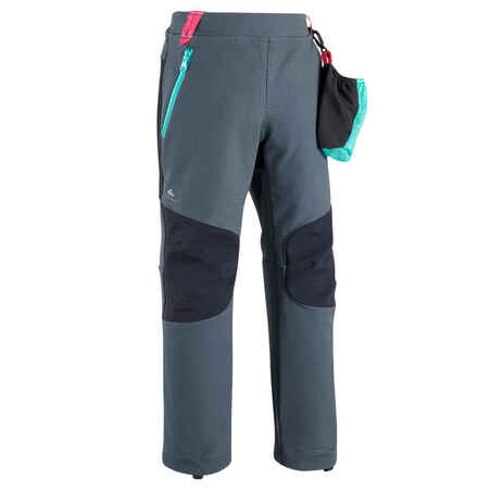 Hlače za planinarenje MH550 softshell za djecu 2 – 6 godina sive