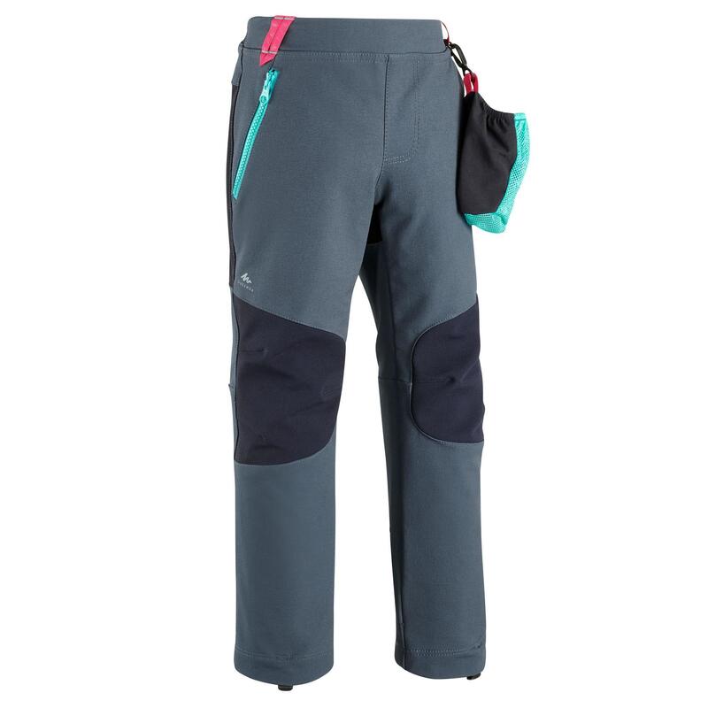 Dětské turistické softshellové kalhoty MH550 šedé