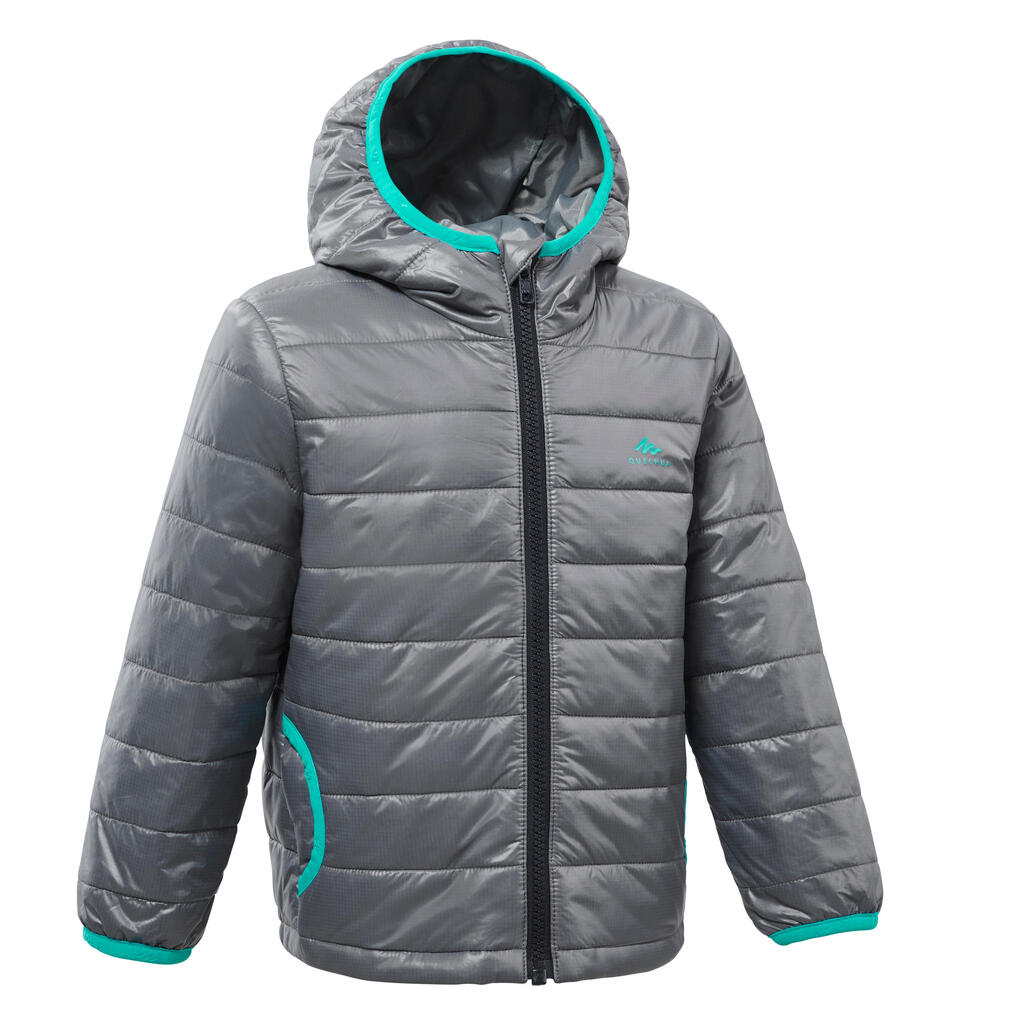 Kids' hiking padded jacket mh500 2-6 years - grey