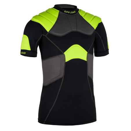 Hombrera rugby hombre R500 negro amarillo