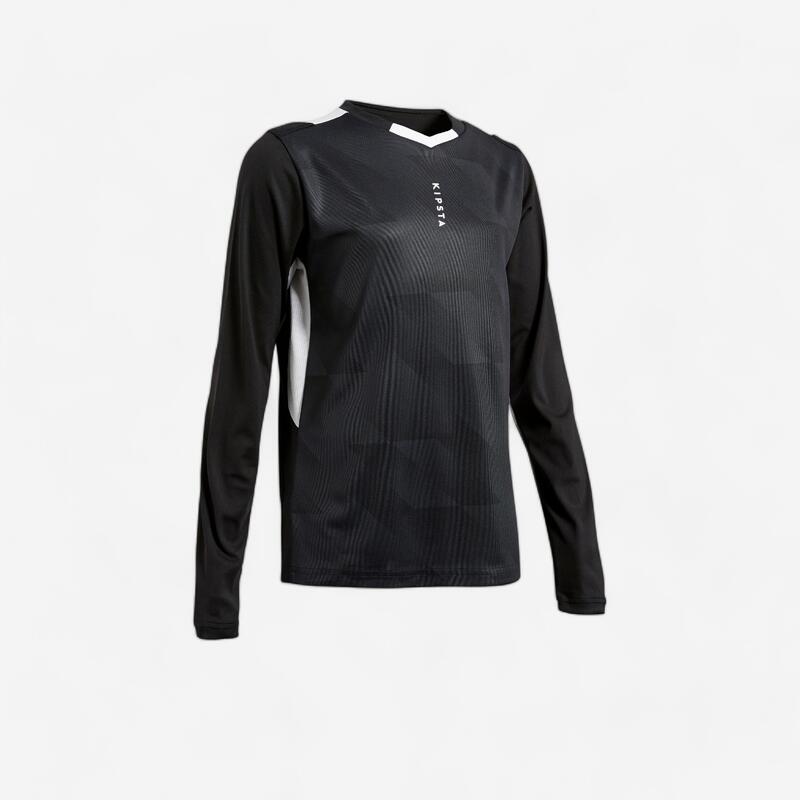 Camiseta Manga Larga Fútbol Kipsta F500 niños negro