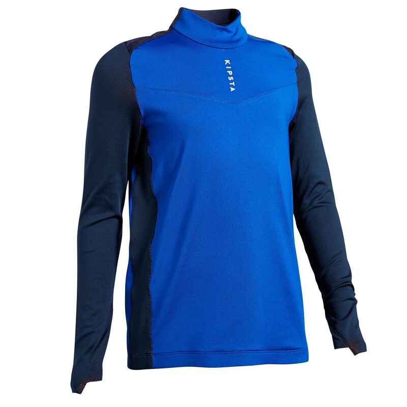 Sweatshirt Fussball T900 1/2 Zip Kinder blau Medien 1