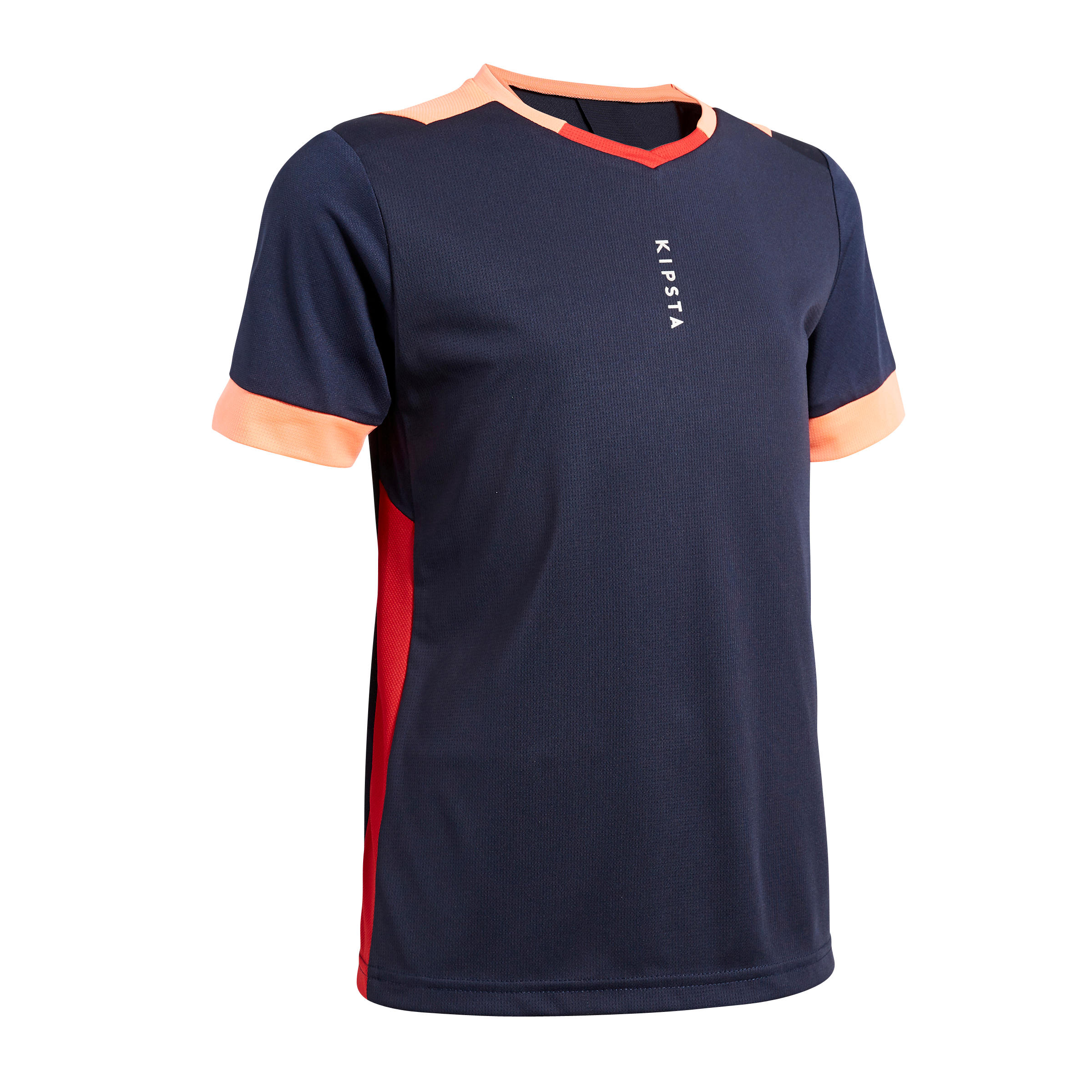 F500 Girls' Football Shirt - Navy Blue/Coral 1/9
