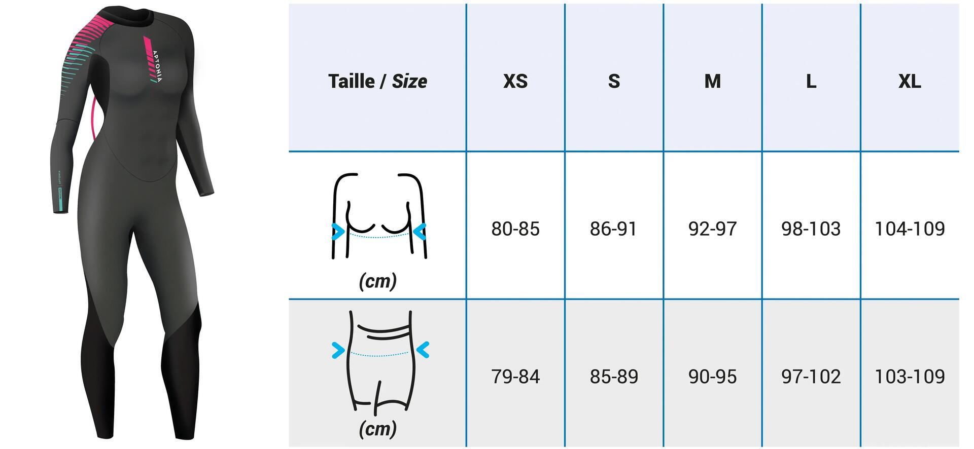 Le guide des tailles pour une combinaison de plongée femme