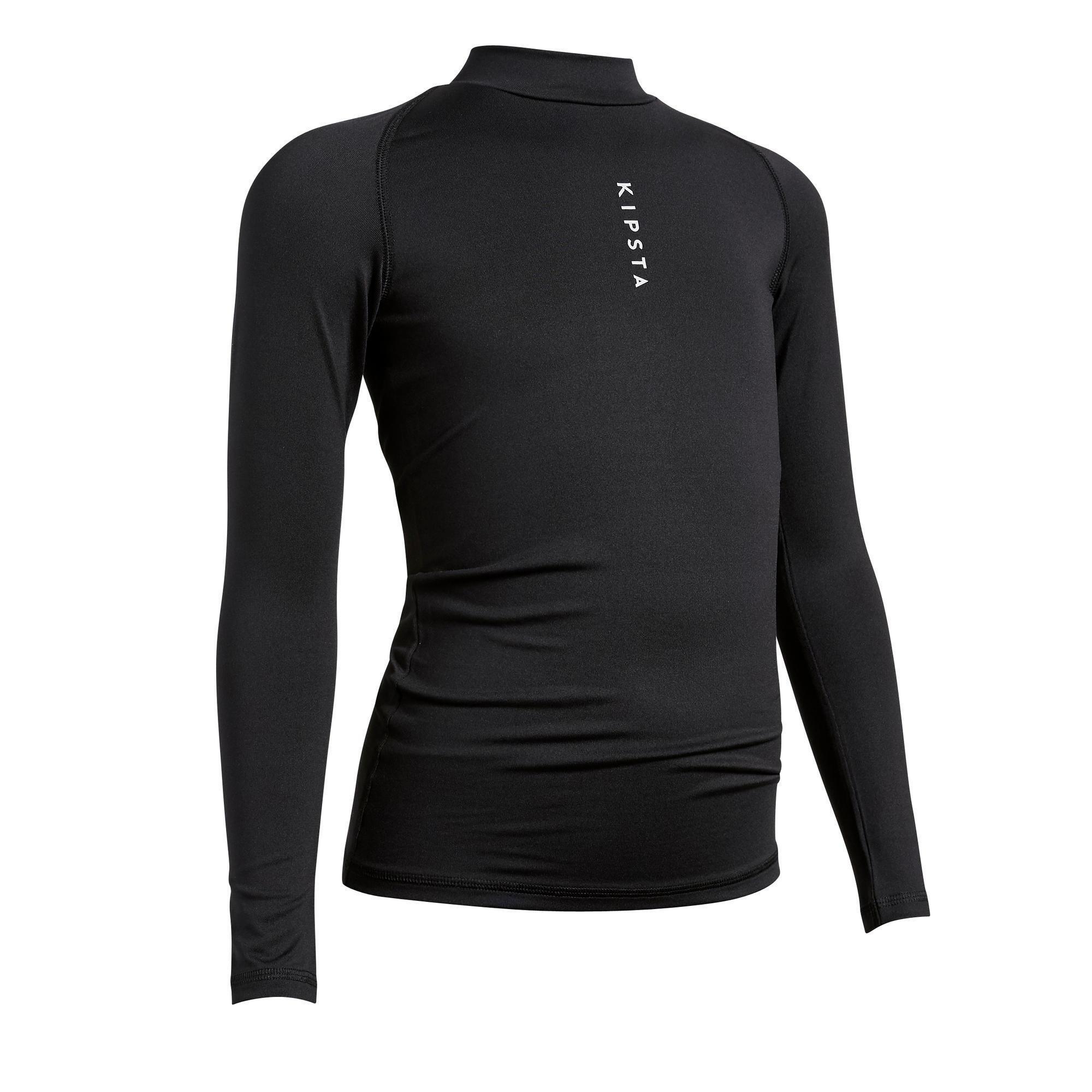 Kids' Long-Sleeved Football Base Layer Top Keepdry 100 - Black 12/12