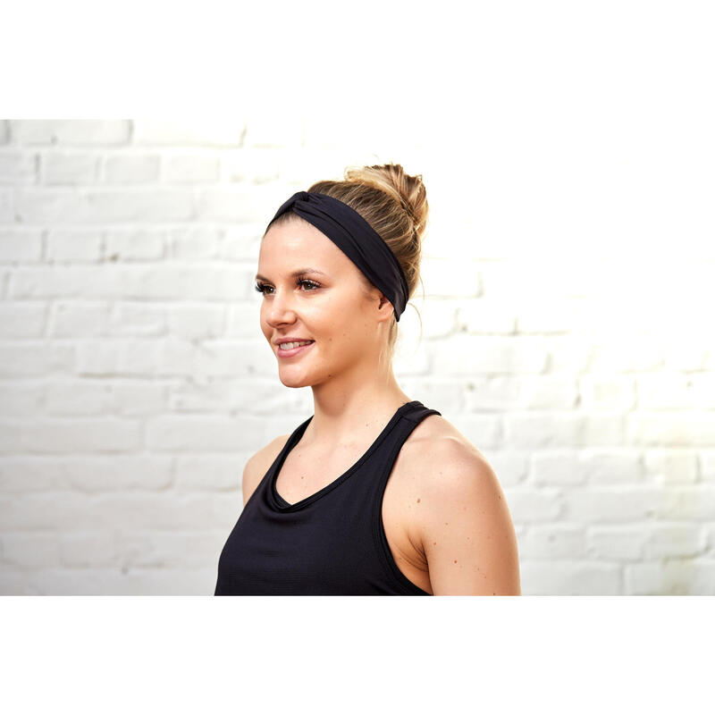 Women's Cardio Fitness Headband with Elastic - Black