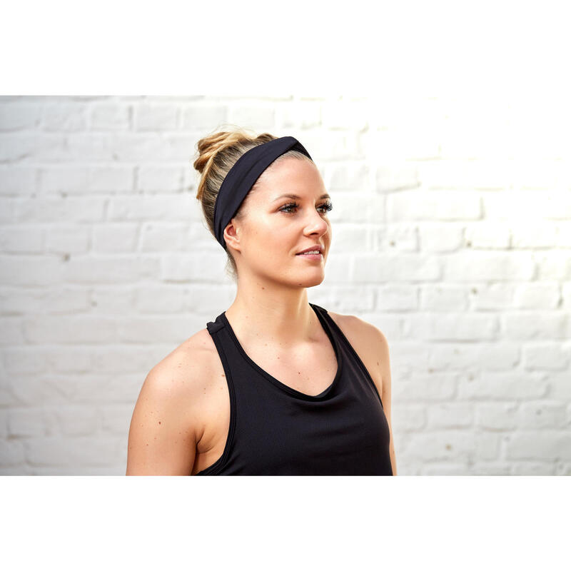 Women's Cardio Fitness Headband with Elastic - Black