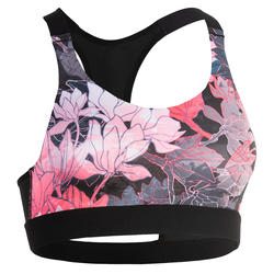 Brassière fitness cardio training femme imprimée floral 500