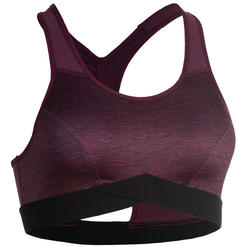 Brassière fitness cardio training femme bordeaux 500