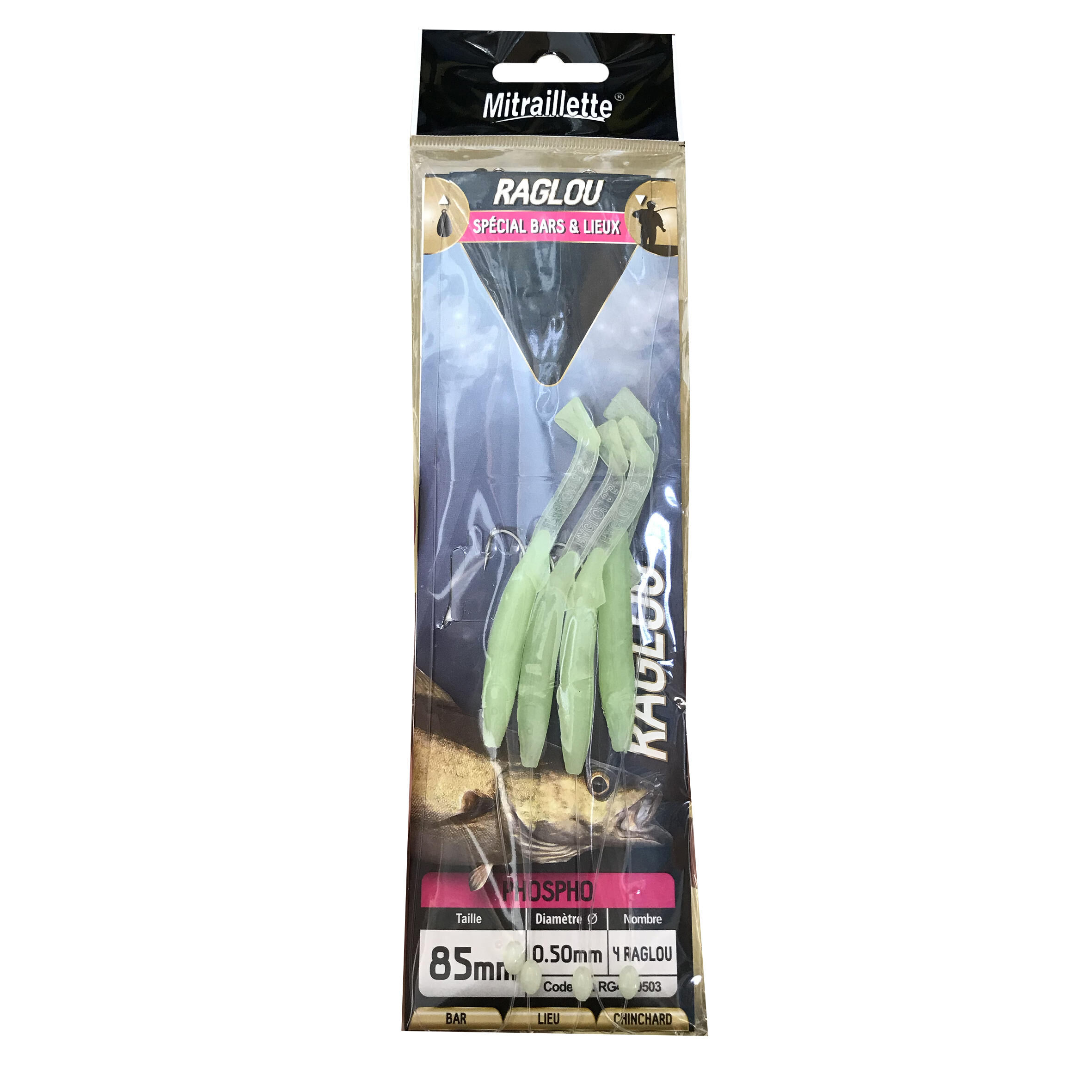 RAGOT Raglou phosphorescent 4x N°2 Hooks Sea Fishing Leader