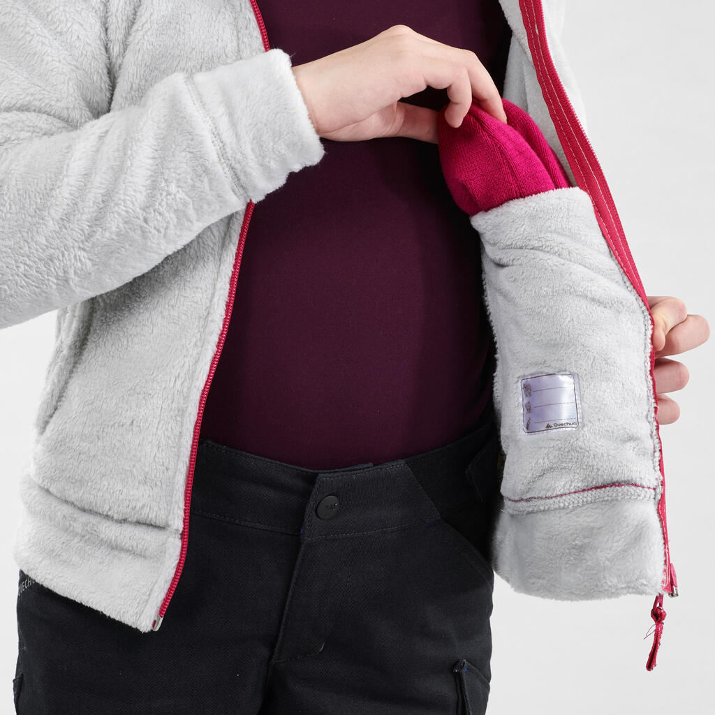 Fleecejacke Kinder Gr. 122–170 warm Wandern - NH500 Zip weiß