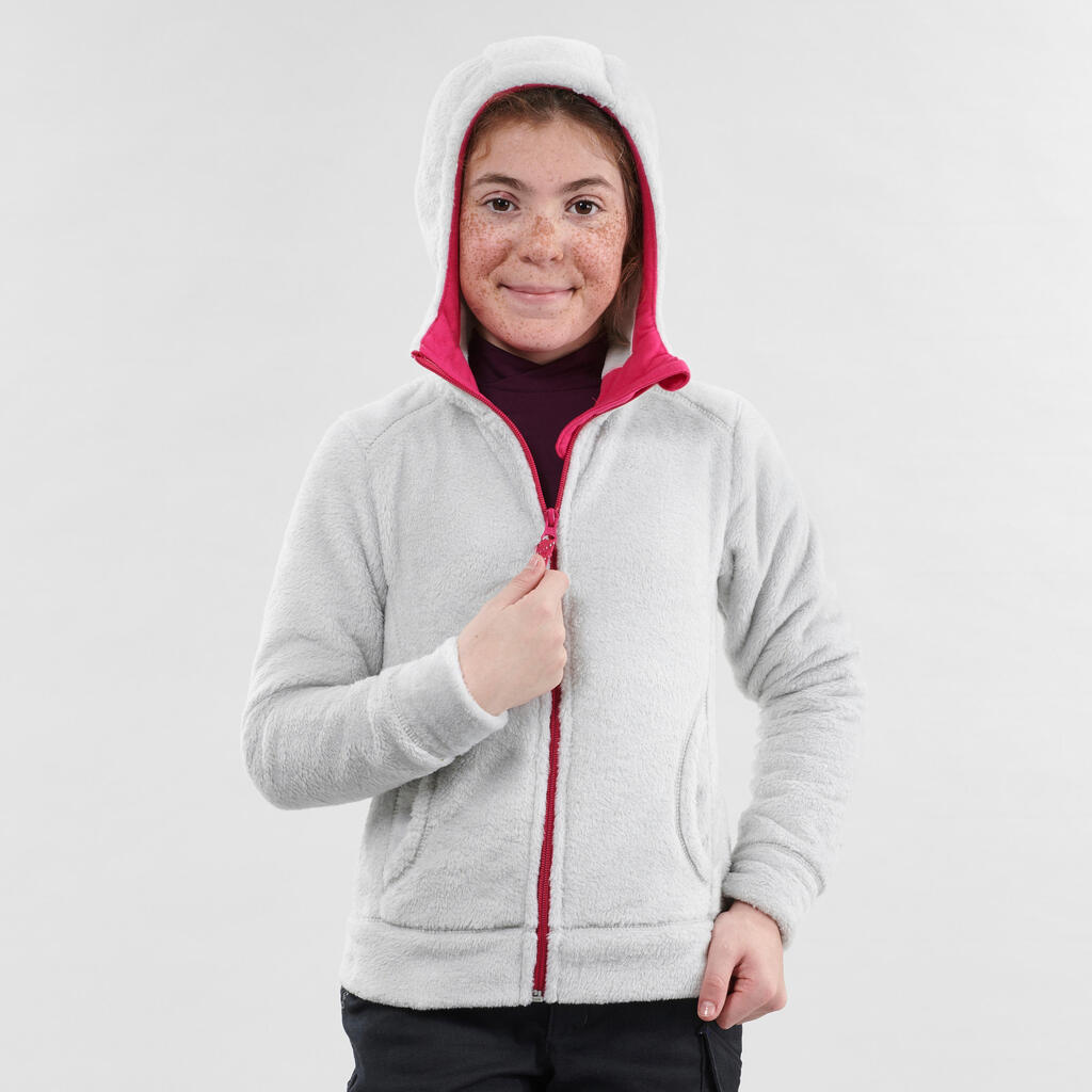 Fleecejacke Kinder Gr. 122–170 warm Wandern - NH500 Zip weiß