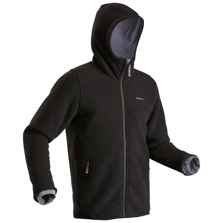 Men hoodie fleece jacket sh500 black